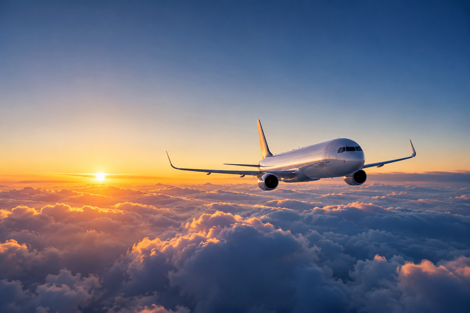 Airplane wing above the clouds